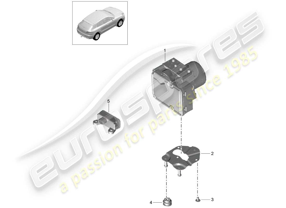 porsche 2018 (macan) hydraulic unit anti-locking brake syst. -abs- part diagram