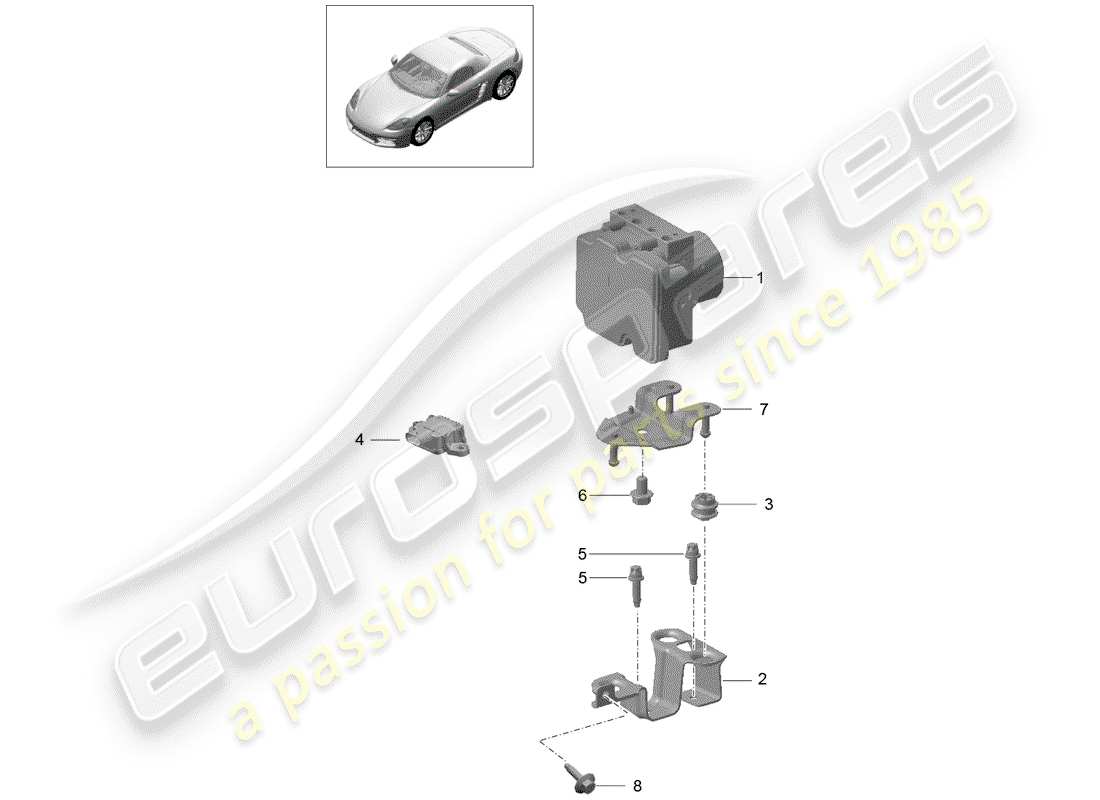 porsche 2020 (718 boxster) hydraulic unit anti-locking brake syst. -abs- parts diagram