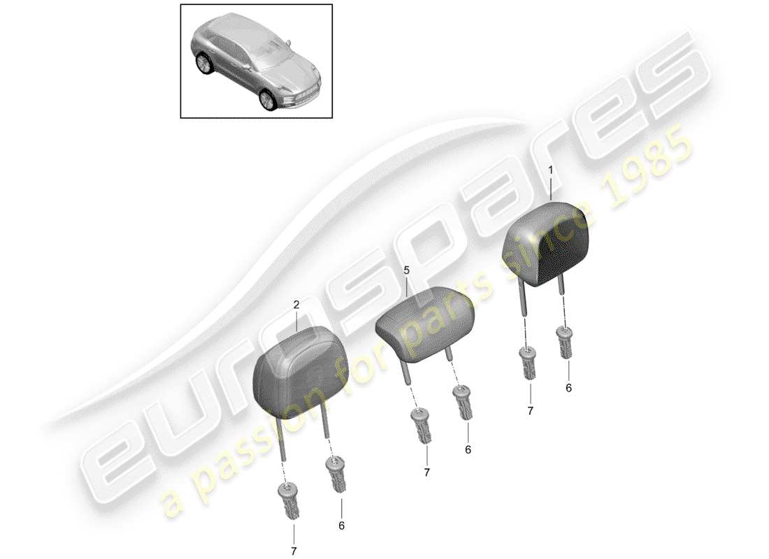 porsche 2020 (macan) head restraint parts diagram