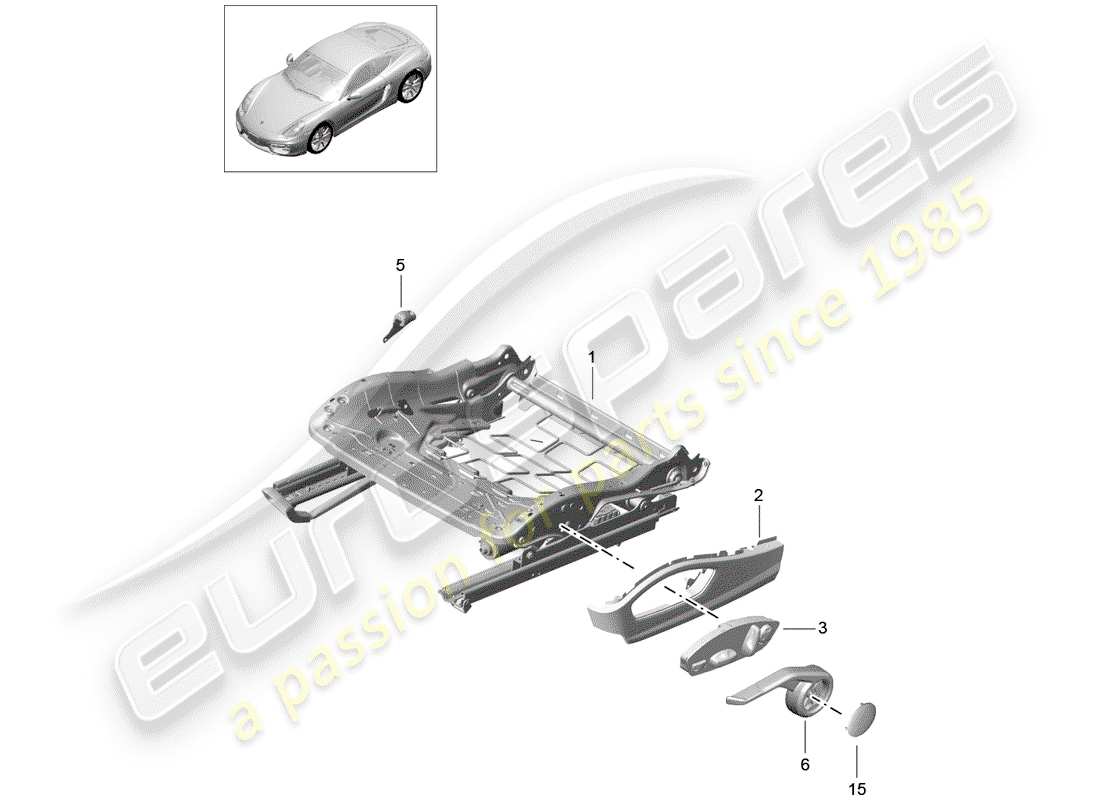 porsche 2015 (981 cayman) seat frame sports seat accessories part diagram