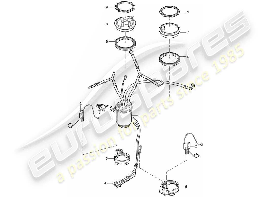porsche 2009 (cayenne e1 9pa) fuel tank fuel pump suction jet pump parts diagram