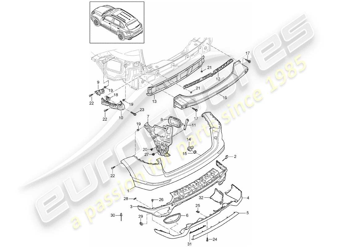 porsche 2012 (cayenne e2 92a) trim rear 2. generation d - mj 2015>> part diagram