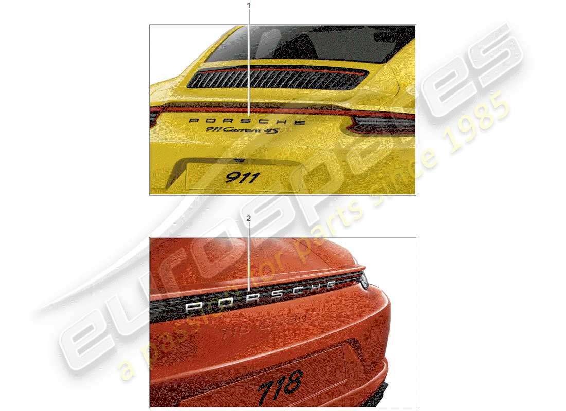 porsche 2019 (tequipment 98x/99x) inscription parts diagram