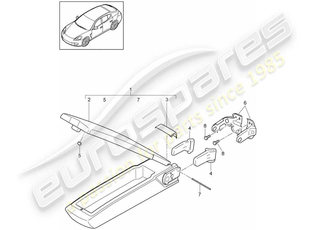 porsche 2013 (panamera 970) armrest center back seat backrest part diagram