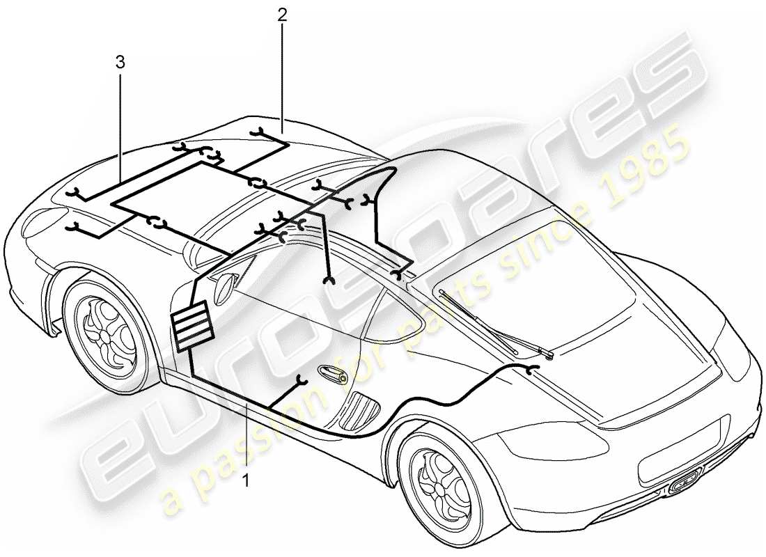 porsche 2008 (987 cayman) wiring looms front passenger compartment front end trim airbag seat belt tensioner repair kits shock absorbers anti-locking brake syst. -abs- brake pad wear display front axle part diagram