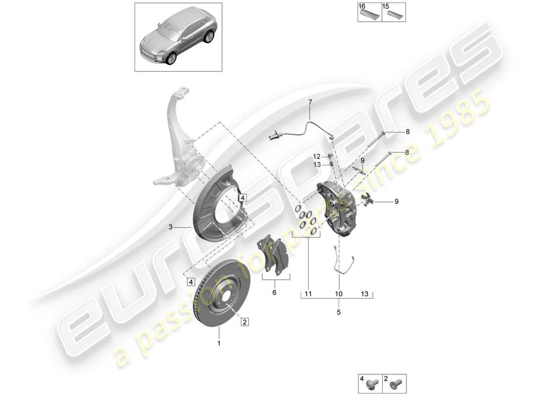 porsche 2020 (macan) disc brake front axle grey d >>- mj 2021 parts diagram