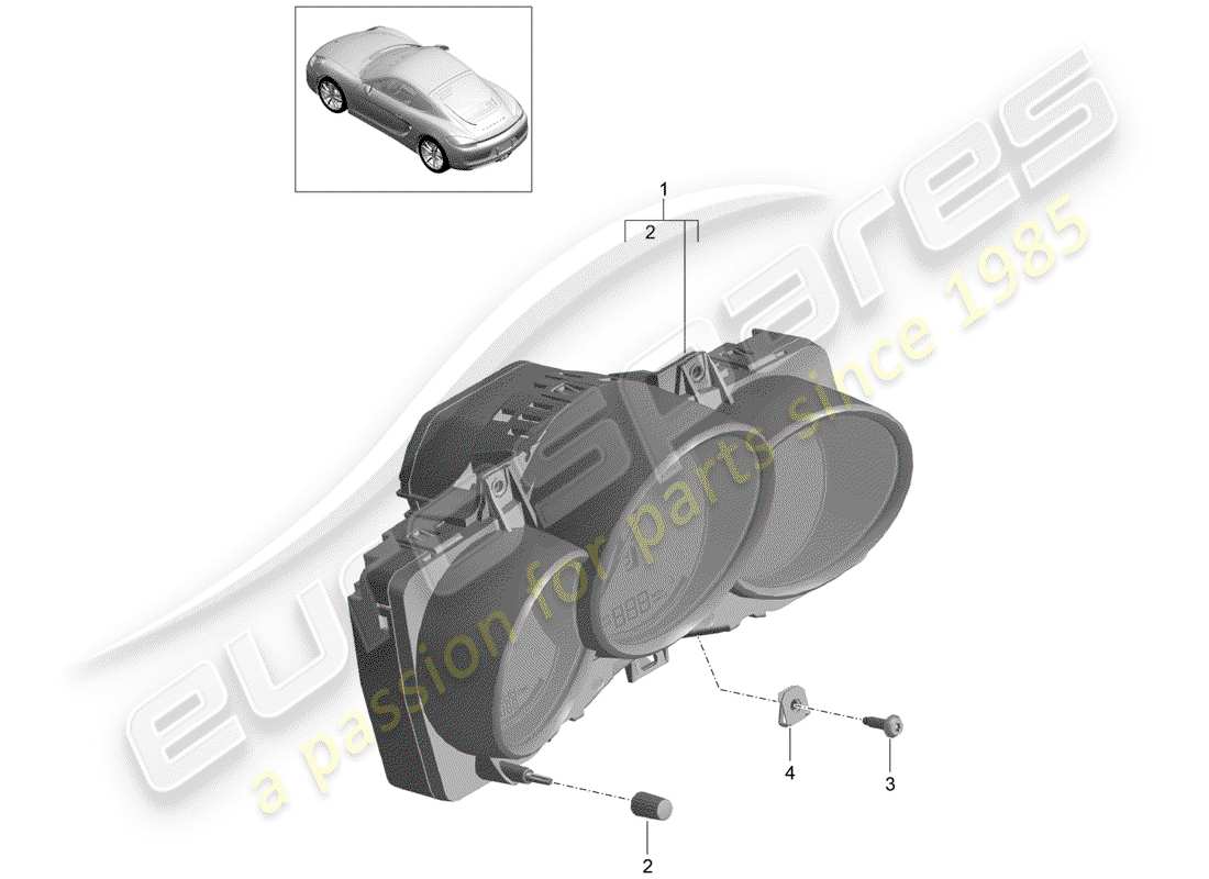 porsche 2015 (981 cayman) combi-instrument dial coloured part diagram