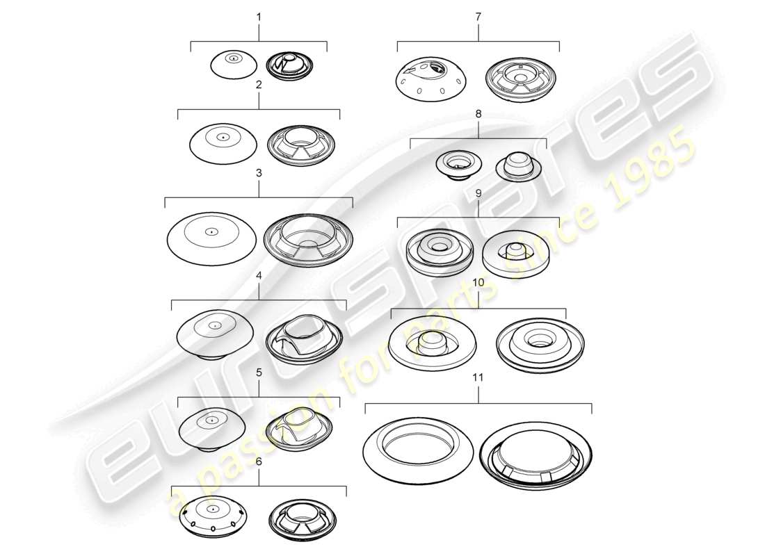 porsche 2010 (cayenne e1 9pa) bungs see workshop manual parts diagram