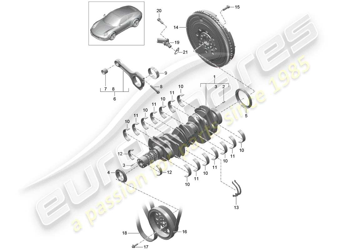 porsche 2014 (991-1) crankshaft parts diagram