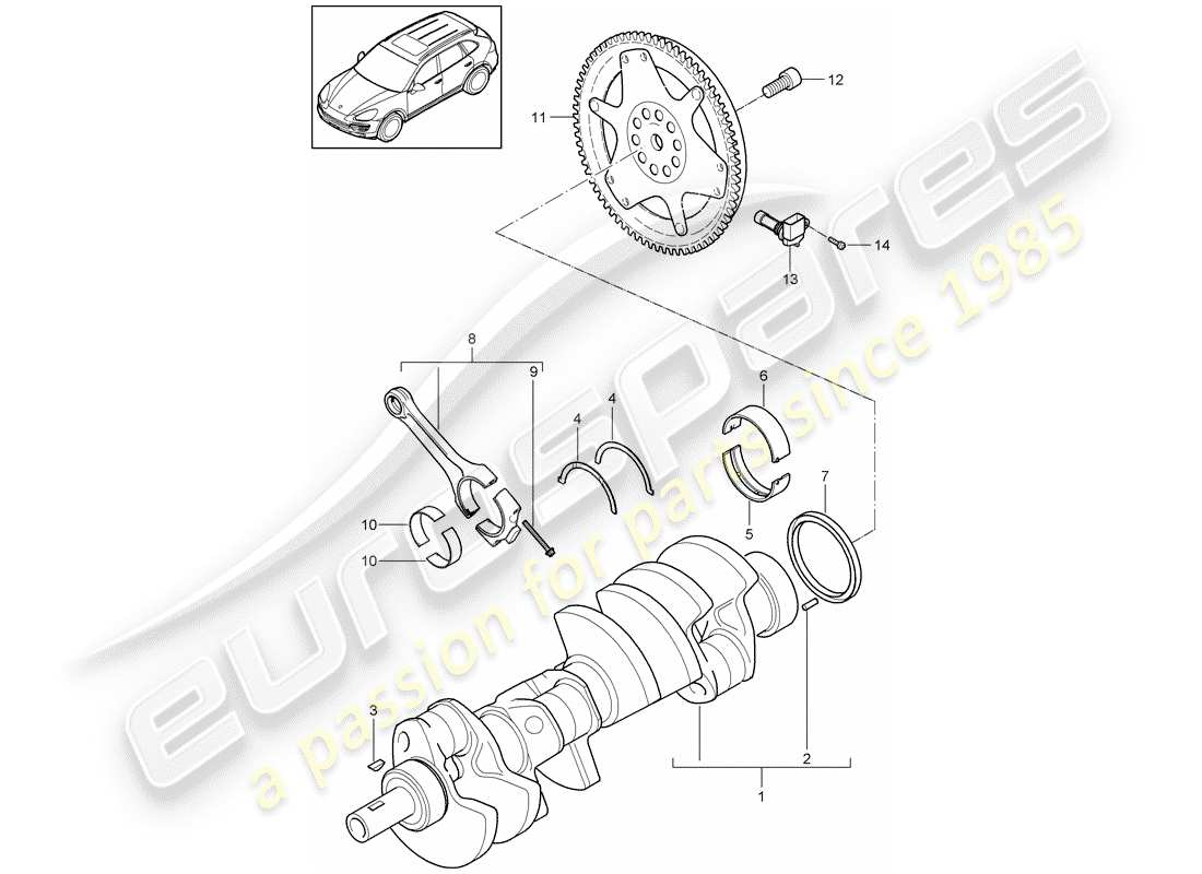 porsche cayenne e2 (2011) crankshaft parts diagram