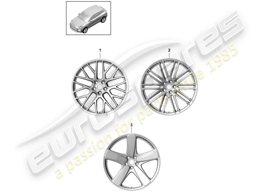 porsche 2019 (macan) alloy wheel 21 part diagram
