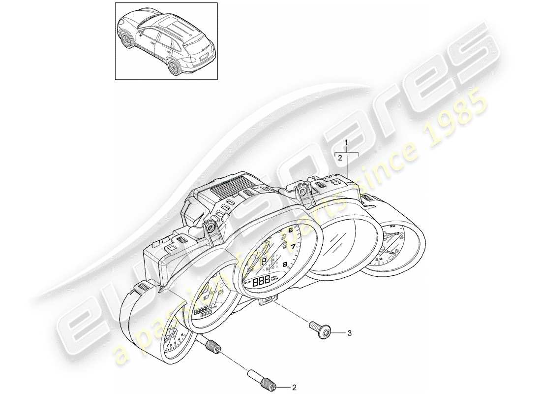 porsche 2012 (cayenne e2 92a) combi-instrument dial coloured d >>- mj 2012 part diagram