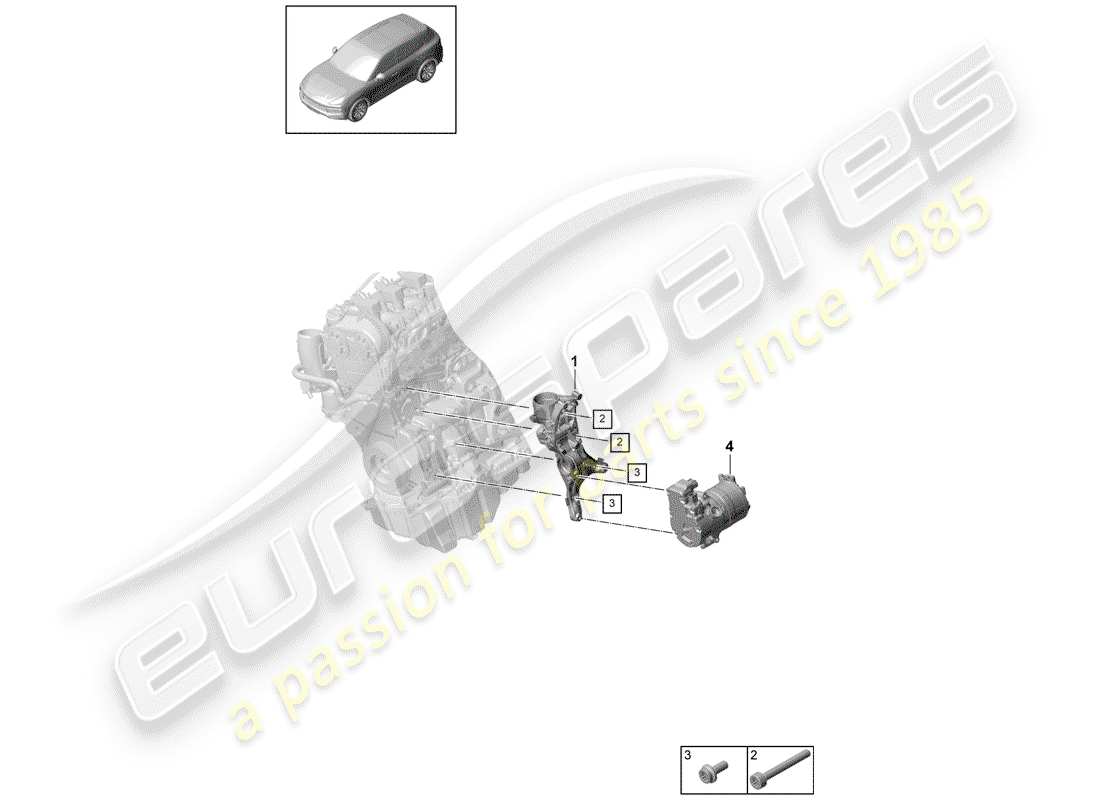 porsche 2019 (cayenne e3 9ya/9yb) poly-v-belt belt tensioner damper parts diagram