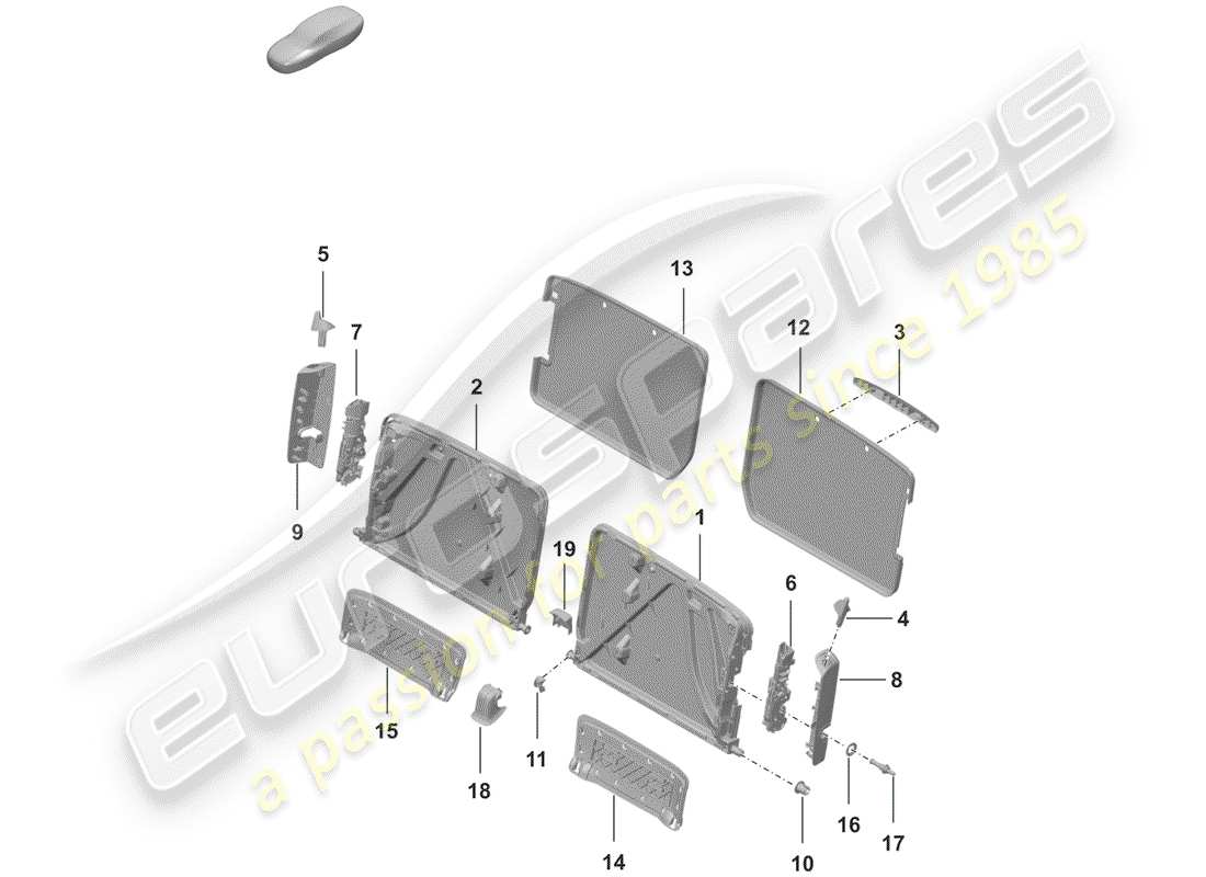 porsche 2020 (992-1) backrest frame parts diagram