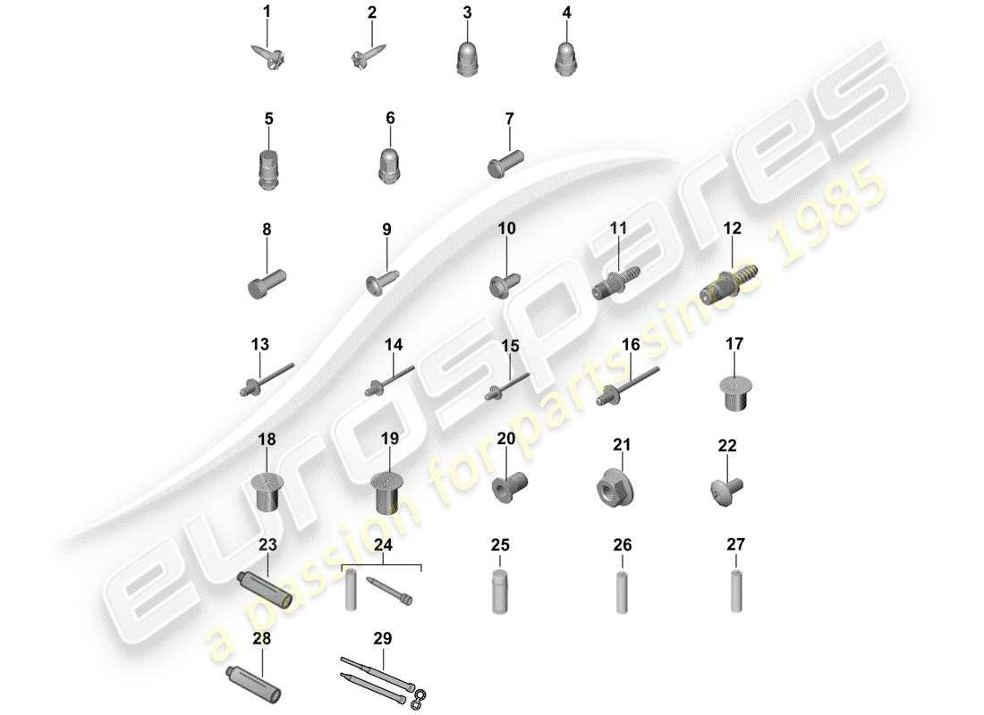 porsche 2018 (cayenne e3 9ya/9yb) fasteners car body parts diagram