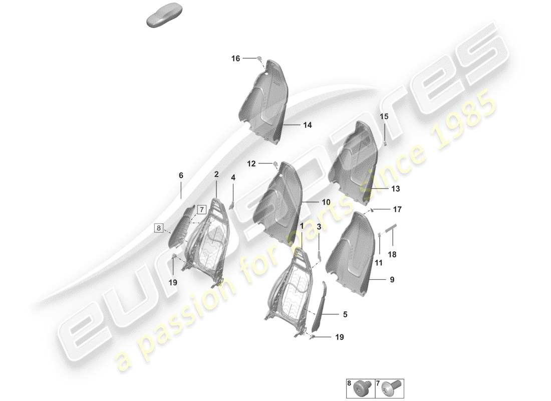 porsche 2019 (992-1) backrest frame part diagram