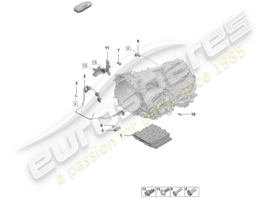 porsche 2020 (992-1) 8-speed dual clutch gearbox - pdk - sensors parts diagram
