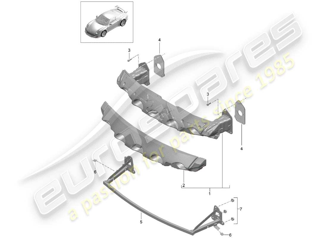 porsche 2016 (991-1 r/gt3/rs) bumper carrier front d - mj 2018>> part diagram