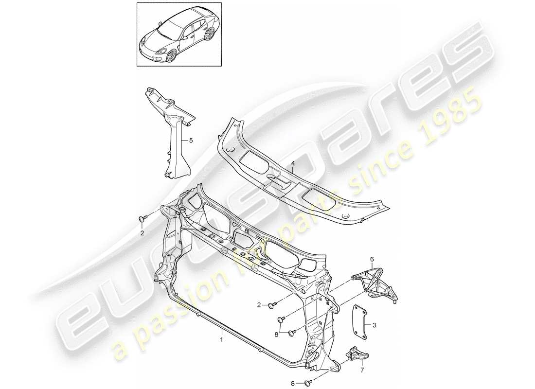 porsche 2014 (panamera 970) carrier cooler for coolant 2. generation part diagram