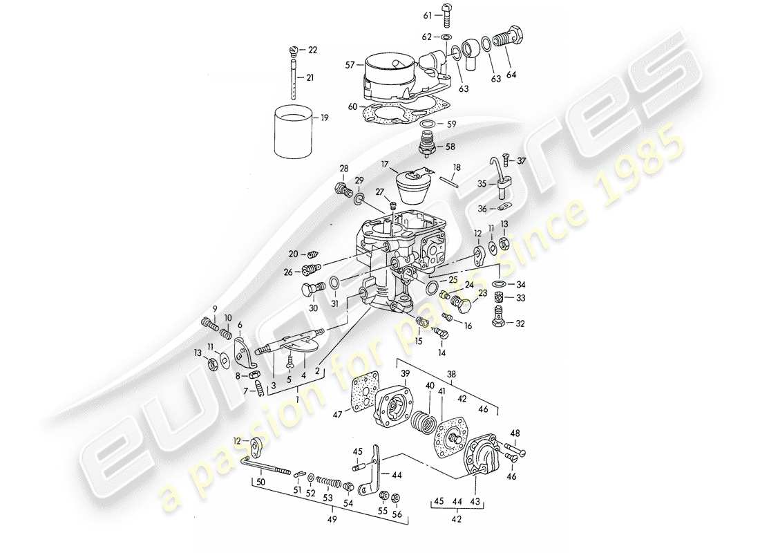 porsche 356/356a (1955) single parts - for - carburetor - solex 32 pbic part diagram