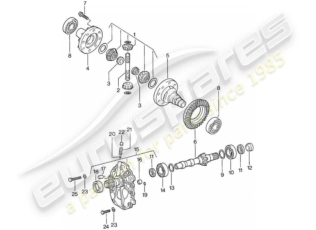 porsche 1977 (924) differential - automatic transmission parts diagram