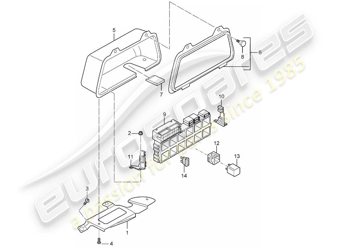 porsche 2004 (carrera gt) fuse box/relay plate - rear end parts diagram