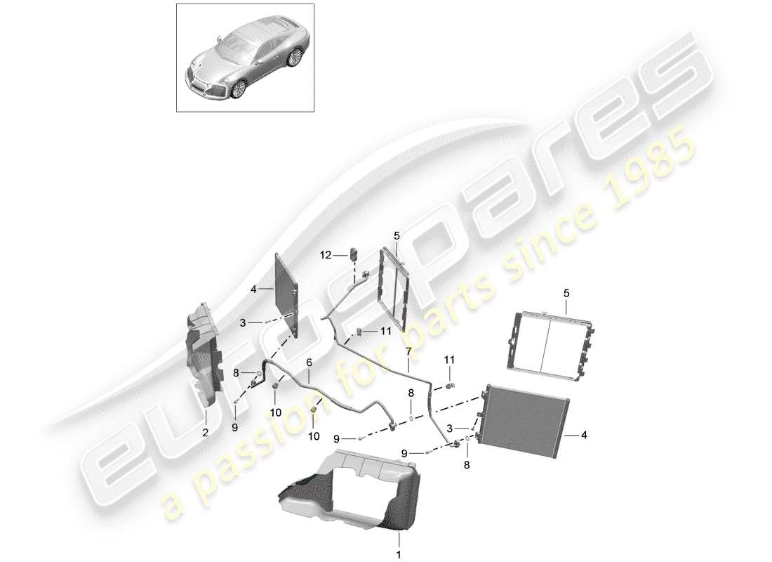 porsche 991 gen. 2 (2017) refrigerant circuit parts diagram