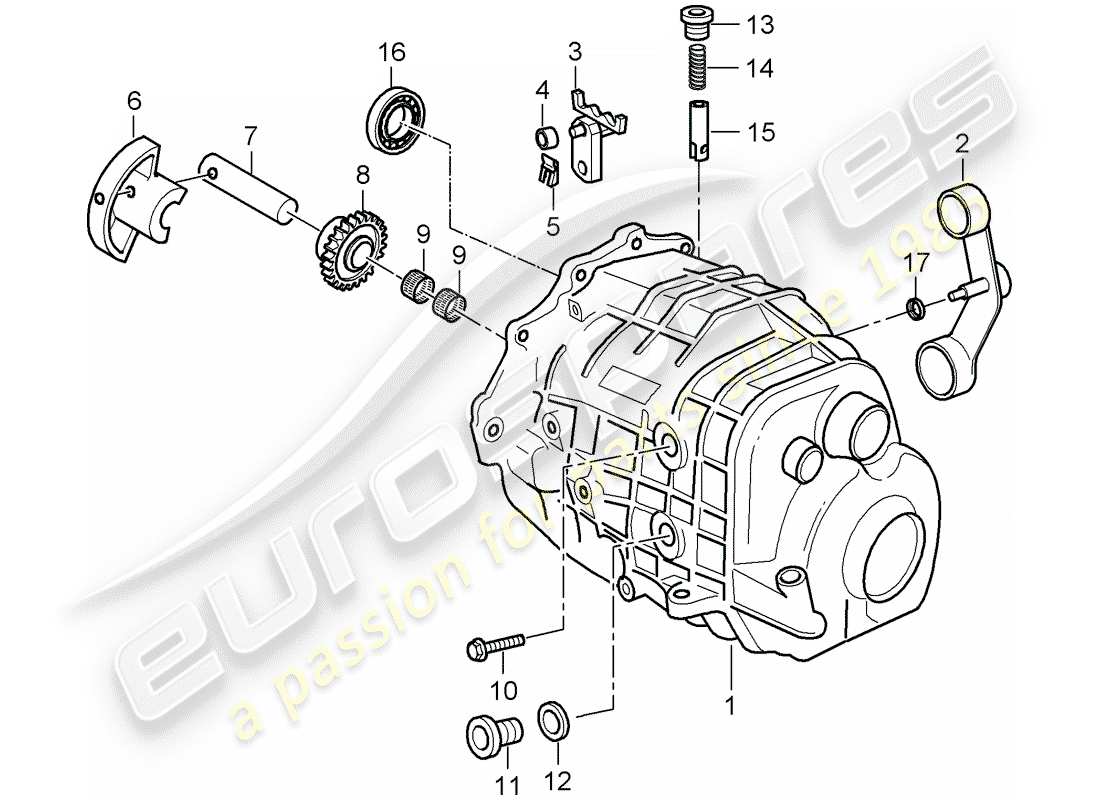 porsche 2003 (986 boxster) gear housing gearbox cover parts diagram