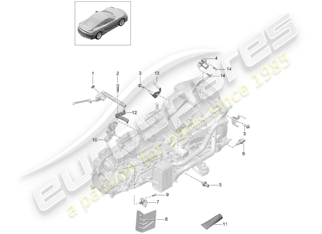 porsche 2016 (981 cayman gt4) manual gearbox individual parts part diagram