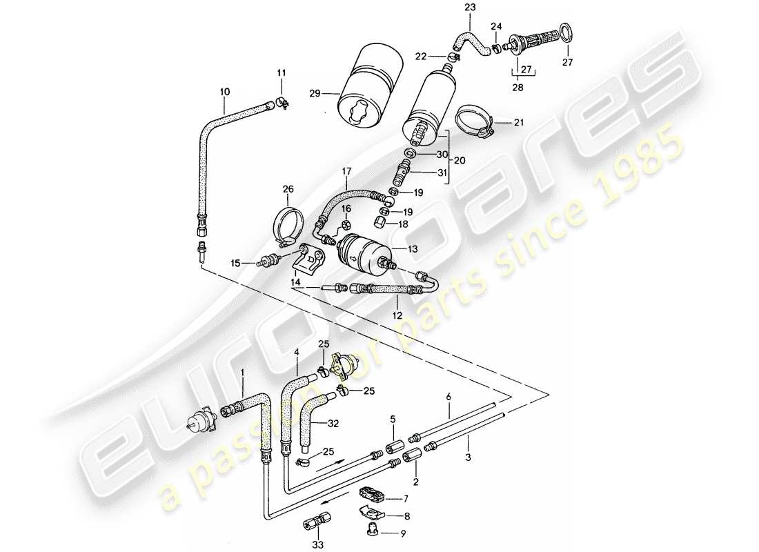 porsche 1987 (944) fuel system parts diagram