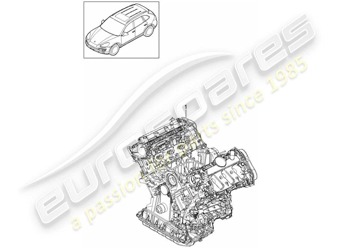 porsche 2011 (cayenne e2 92a) base engine comprising: valve cover cylinder head crankcase housing crank drive oil sump part diagram