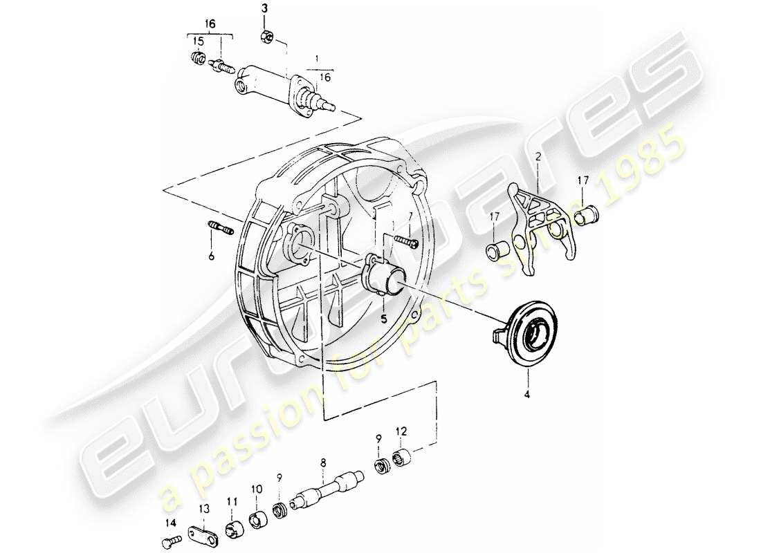 porsche 1991 (964) clutch release parts diagram