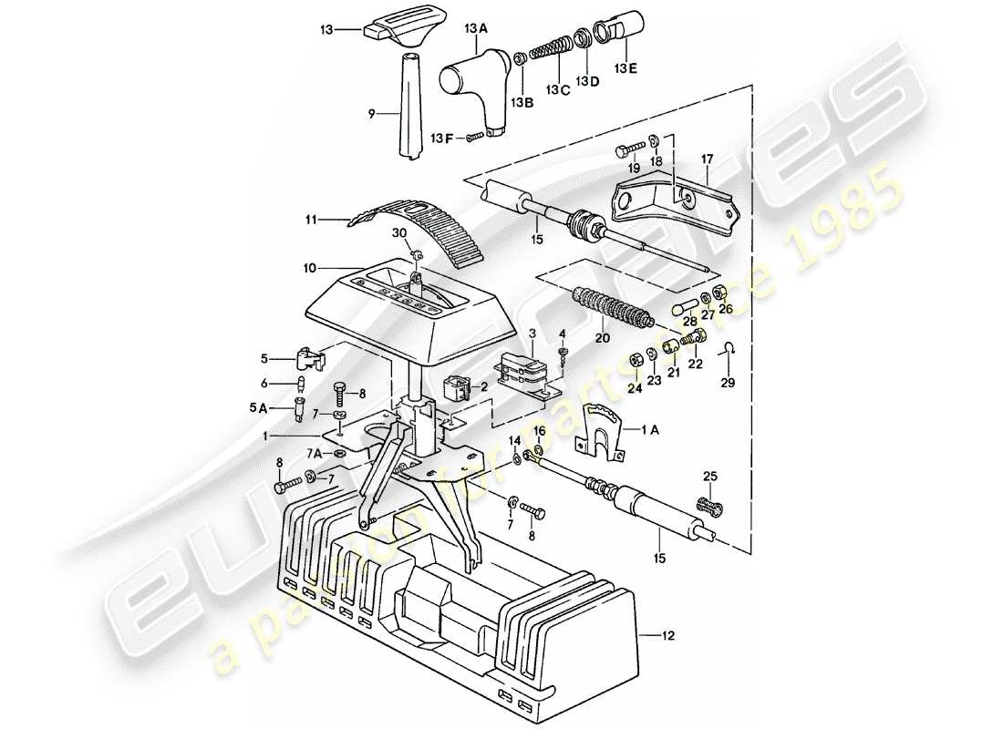 porsche 1981 (924) shift mechanism - automatic transmission part diagram