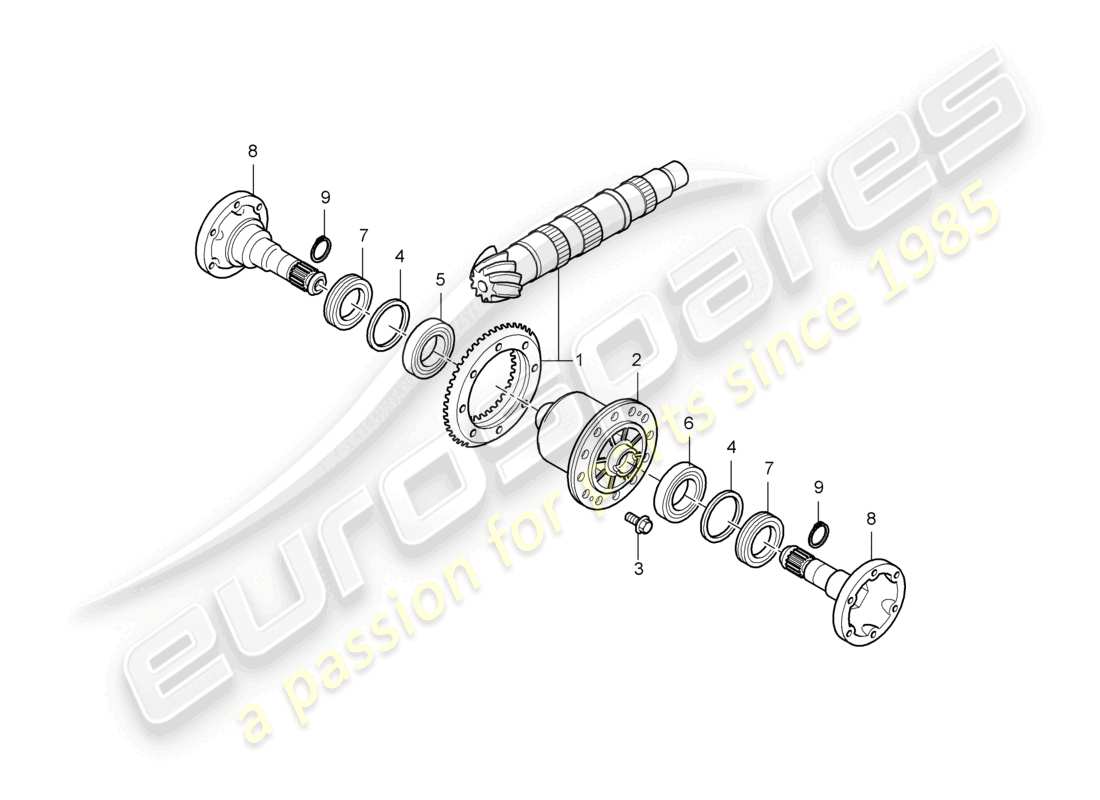 porsche 2003 (986 boxster) differential rear axle parts diagram