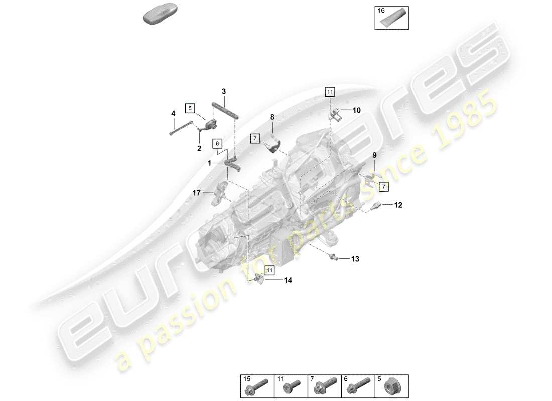 porsche 2019 (718 boxster spyder) manual gearbox individual parts part diagram