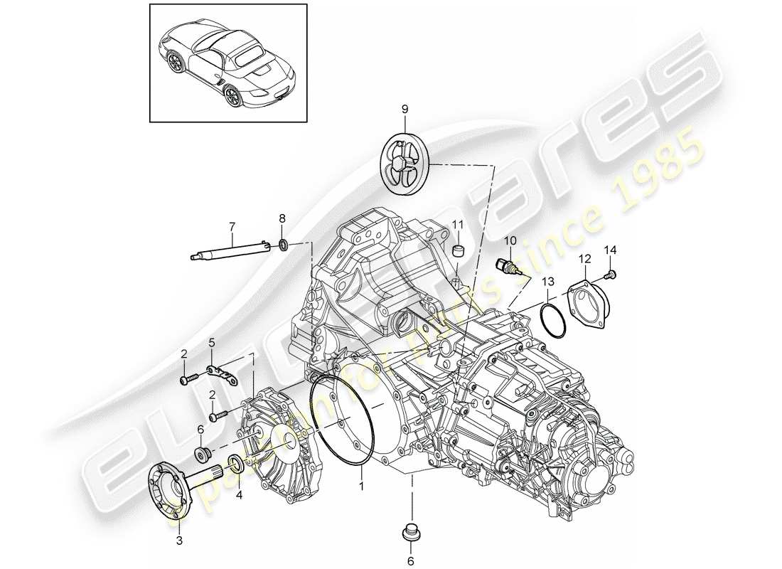 porsche 2012 (987 boxster) gearbox individual parts parts diagram