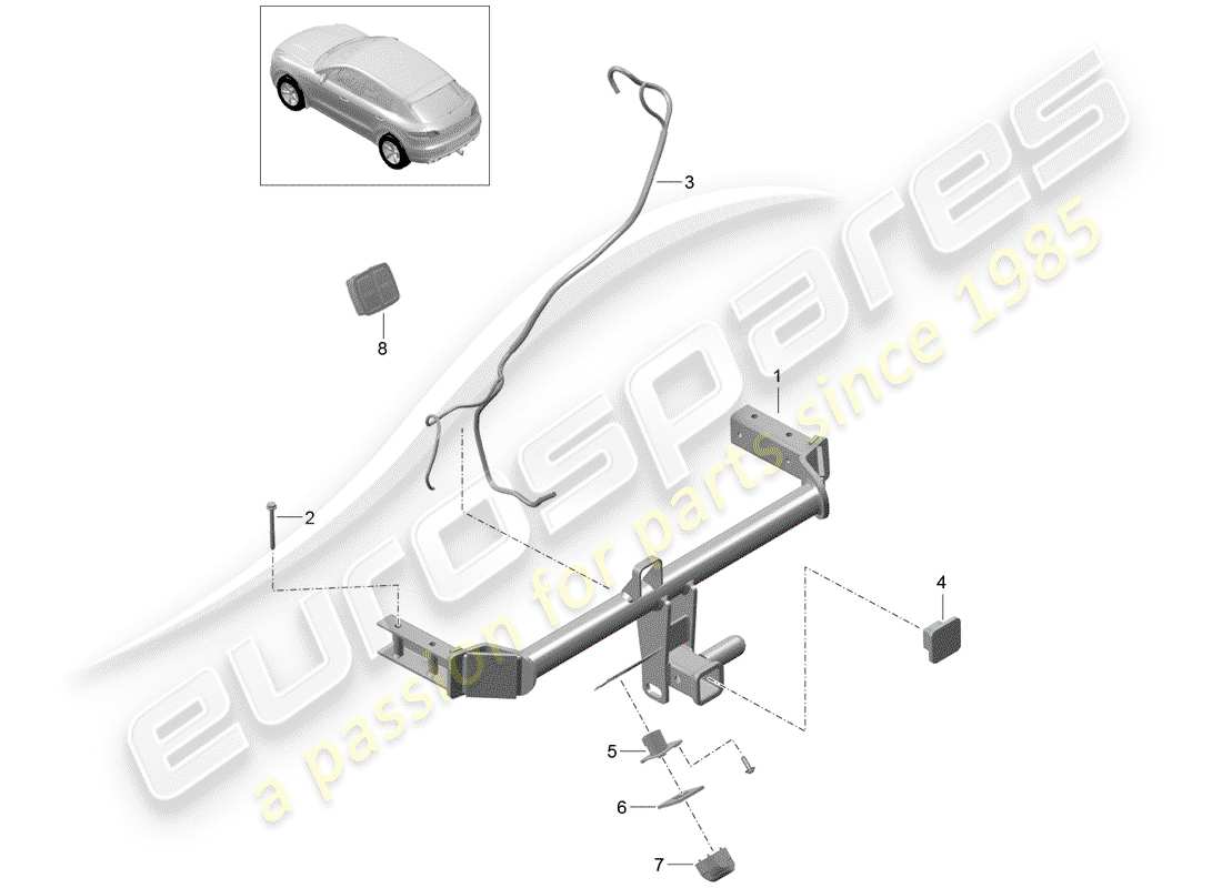 porsche 2015 (macan) tow hitch part diagram