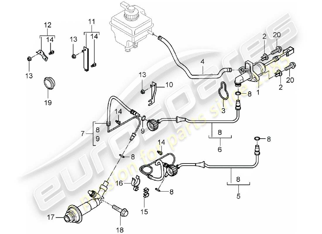 porsche cayenne (2004) hydraulic clutch parts diagram