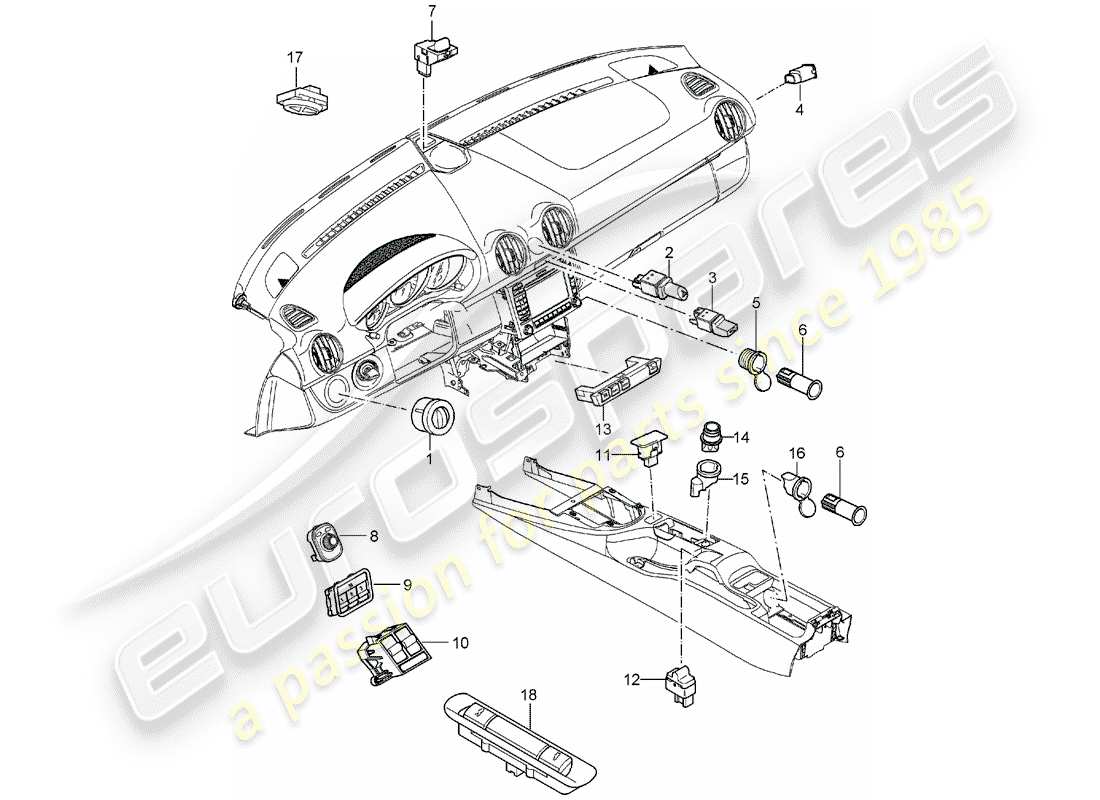 porsche 2006 (987 boxster) switch parts diagram