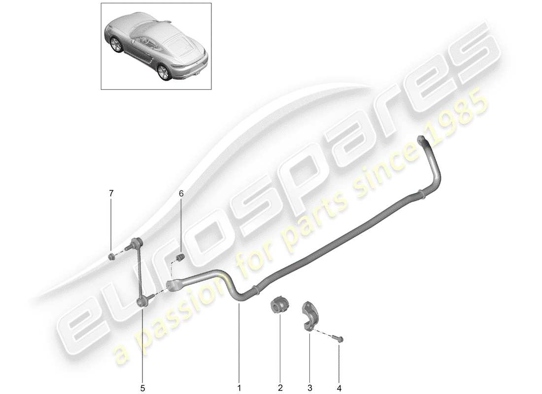 porsche 2017 (718 cayman) anti-roll bar part diagram