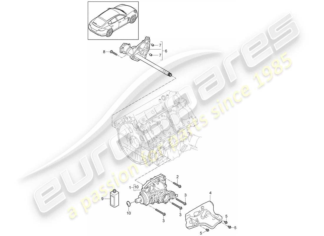 porsche 2013 (panamera 970) front axle differential engine brackets ready for installation part diagram