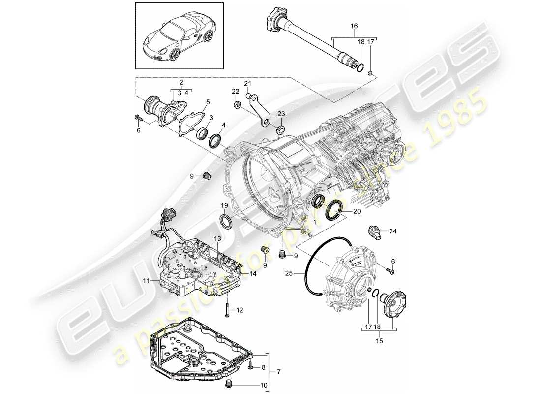 porsche 2011 (987 boxster) - pdk - gearbox individual parts parts diagram