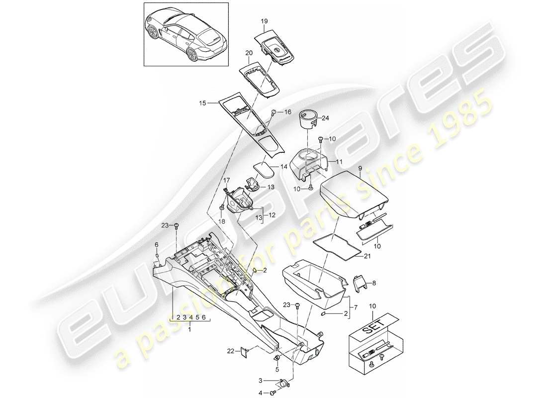porsche 2014 (panamera 970) centre console front part diagram