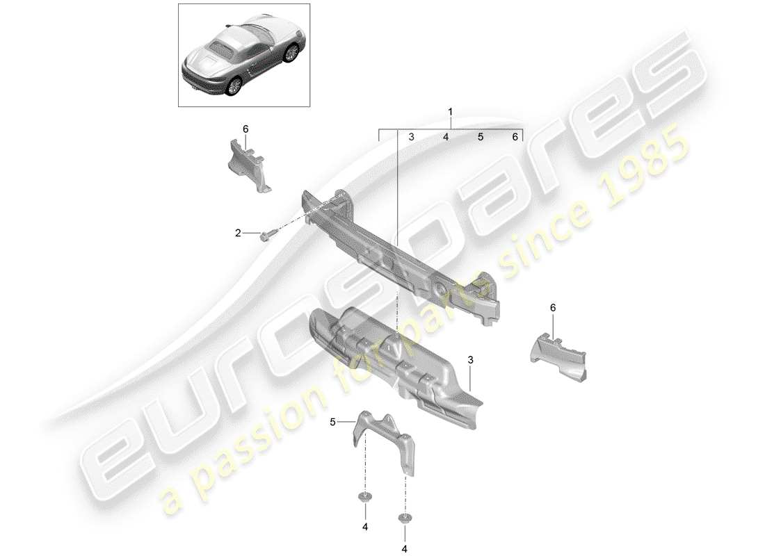 porsche 2018 (718 boxster) bumper carrier rear parts diagram