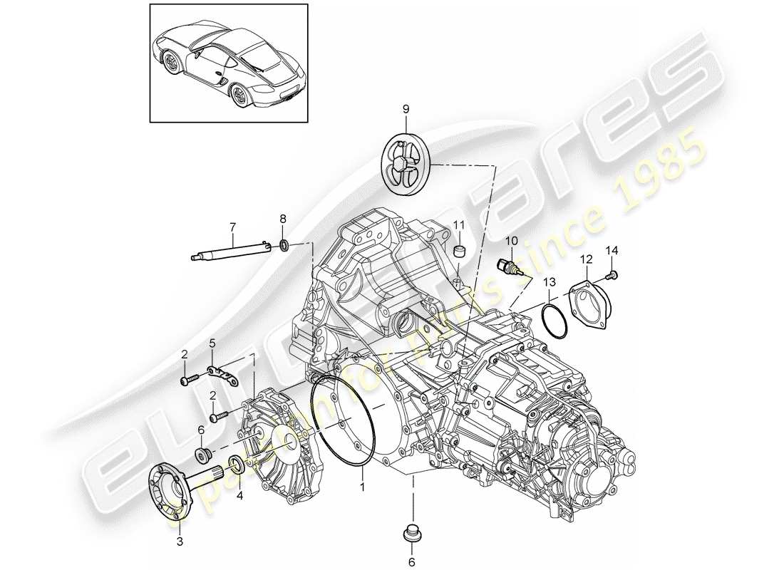 porsche 2011 (987 cayman) gearbox individual parts part diagram