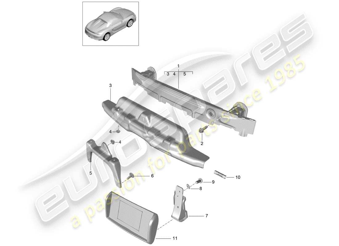 porsche 2016 (981 boxster spyder) bumper carrier rear parts diagram
