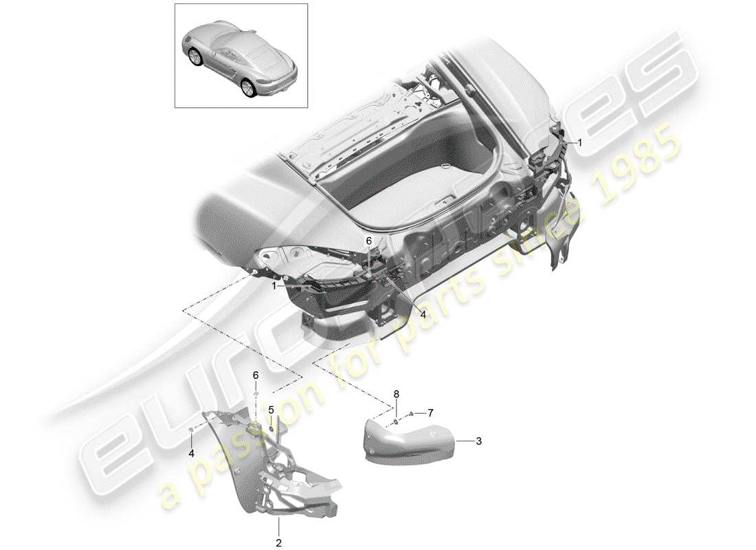 porsche 2020 (718 cayman) fasteners rear bumper part diagram