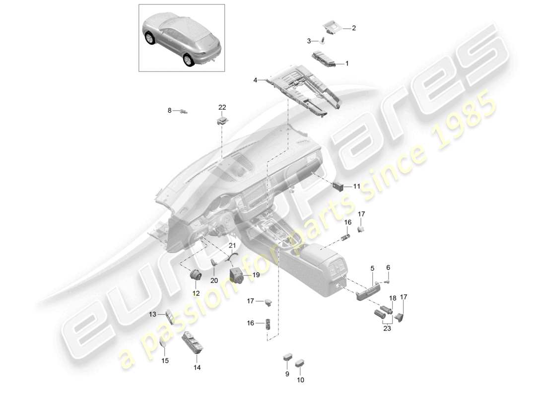 porsche 2014 (macan) switch control panel air conditioning parts diagram