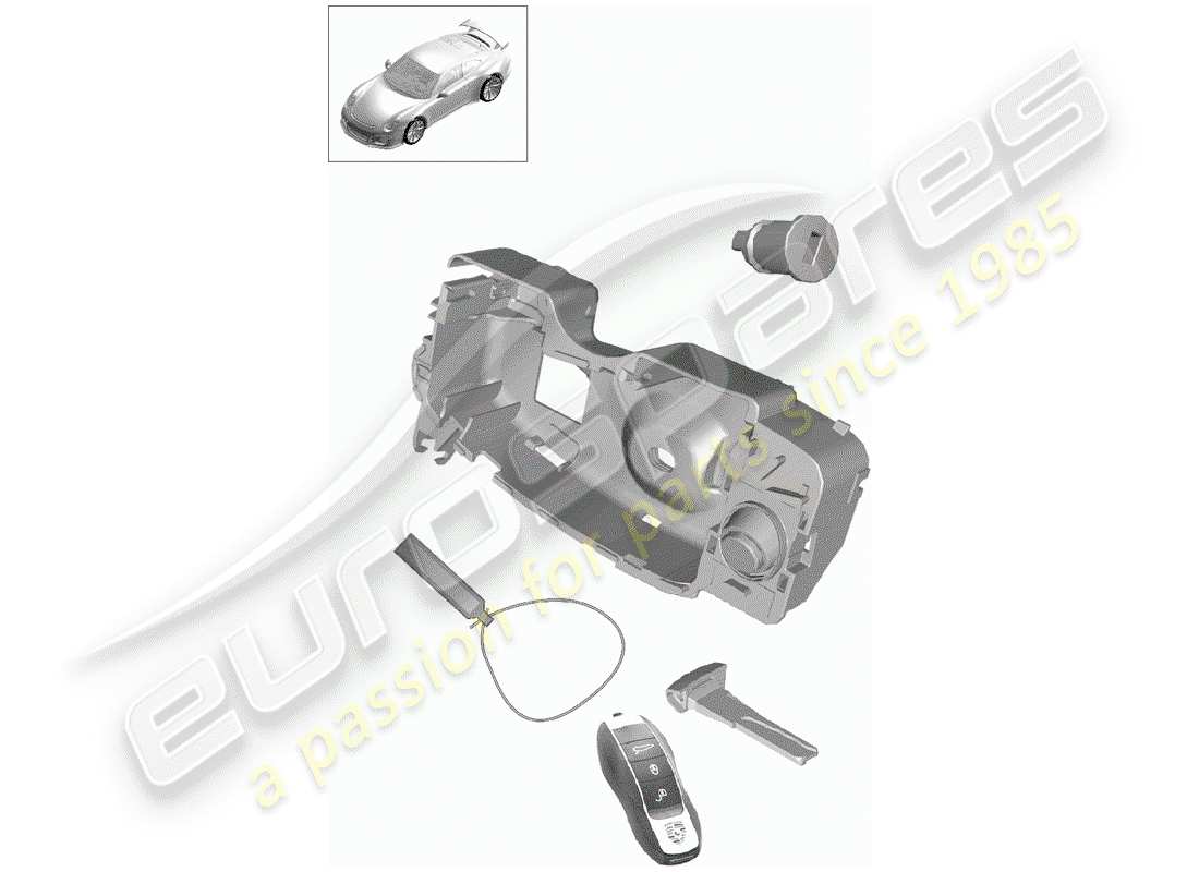 porsche 2016 (991-1 r/gt3/rs) repair set 1 set of lock cylinders part diagram