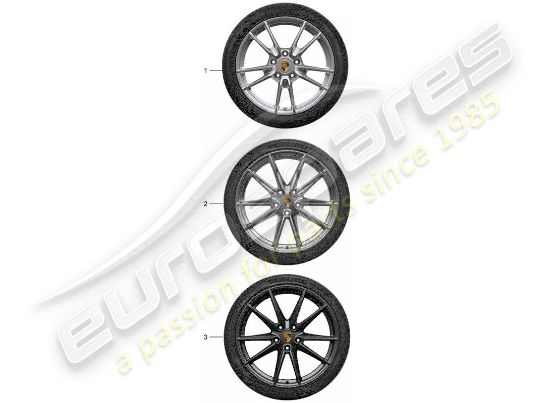 porsche 2015 (tequipment 98x/99x) 1 set aluminium rims with parts diagram